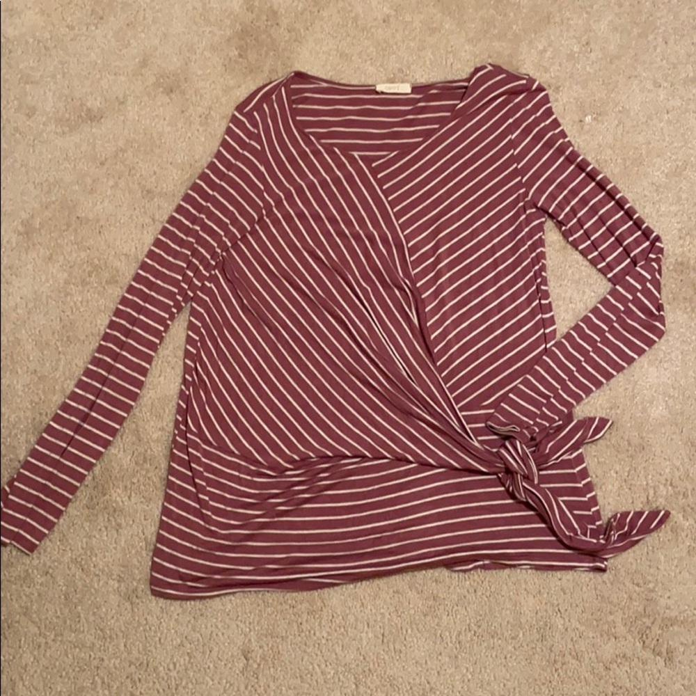 Striped Faux Wrap Top